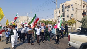 اعضای ایران یاران جوان گناوه همراه با مردم در حمایت از فلسطین